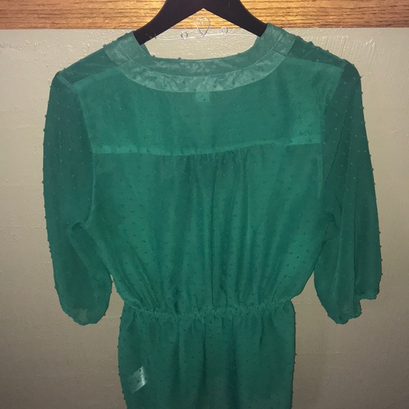 Cinched waist chiffon polkadot detail blouse - Picture 2 of 3